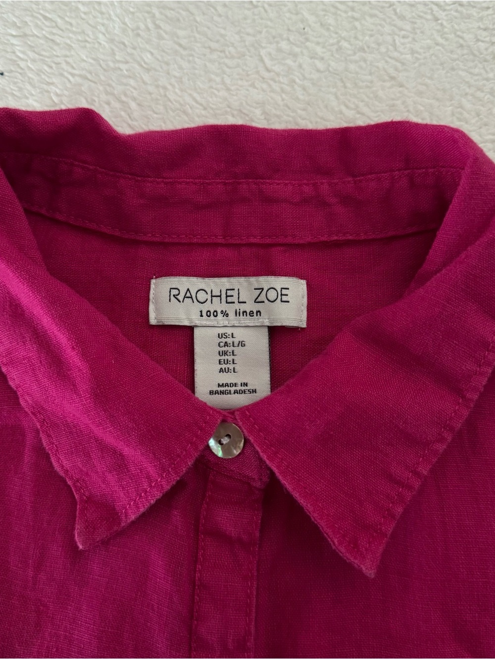Rachel Zoe Women's Large
Magenta Pink 100% Linen
Boxy Button Down Shirt
Summer - Picture 3 of 8